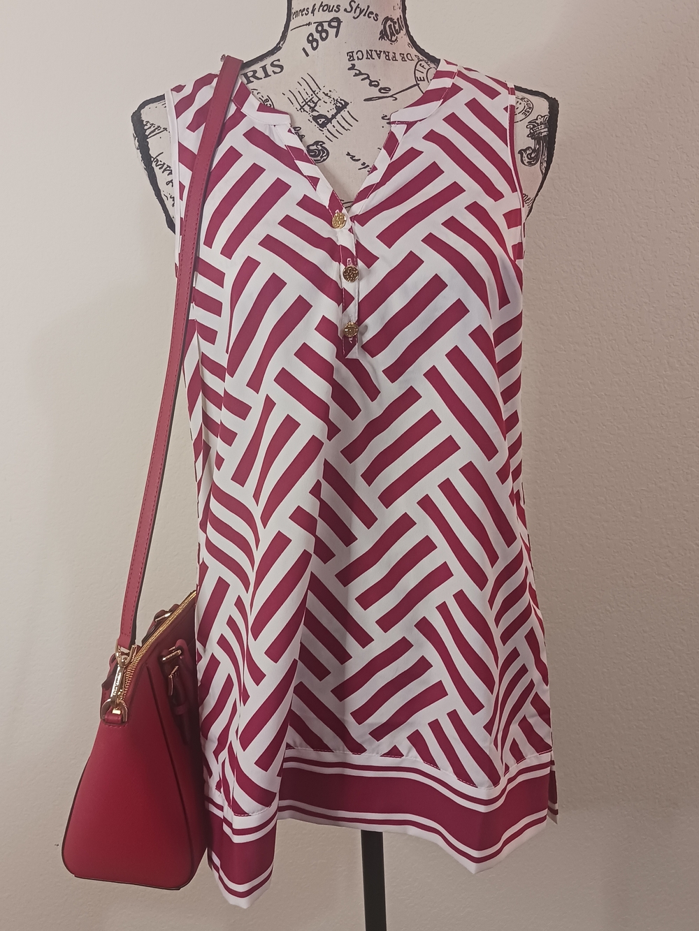 Mud Pie Top Womens S Sleeveless Casual Geometric Print